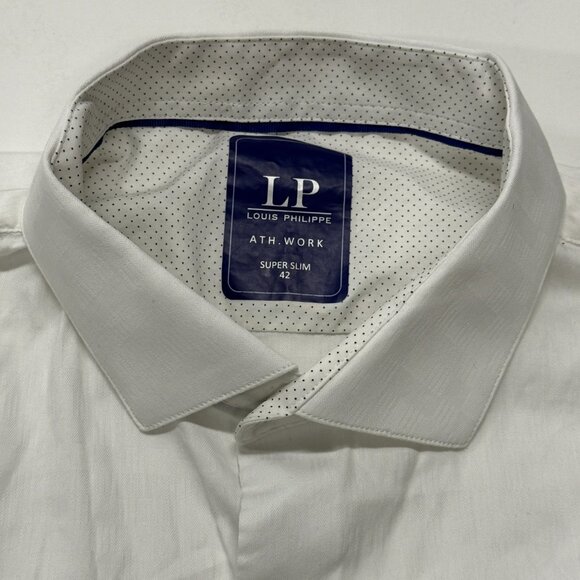 Louis Philippe Mens 42 Long Sleeve Button Up Super Slim Fit Cotton Shirt White‎ - Picture 4 of 9